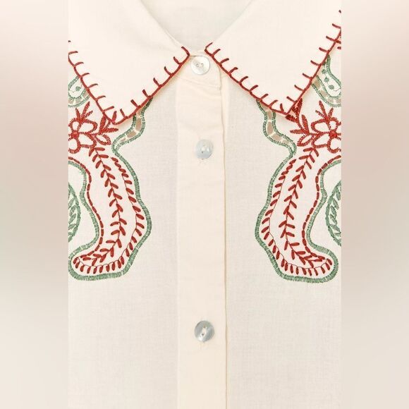 ZARA ZW COLLECTION EMBROIDERED SHIRT - Picture 8 of 9